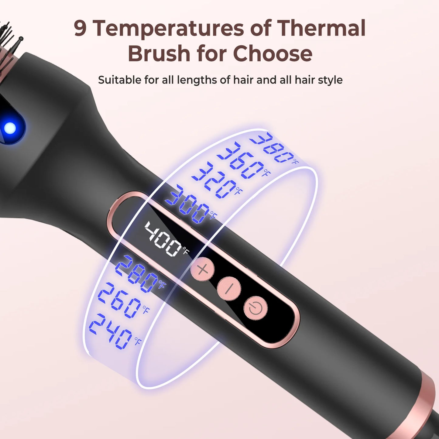 1.5 Inch Thermal Brush Create Loose & Volume Curls Heated Curling Iron Brush 9 Heat Settings Ionic Hair Curler Curling Comb