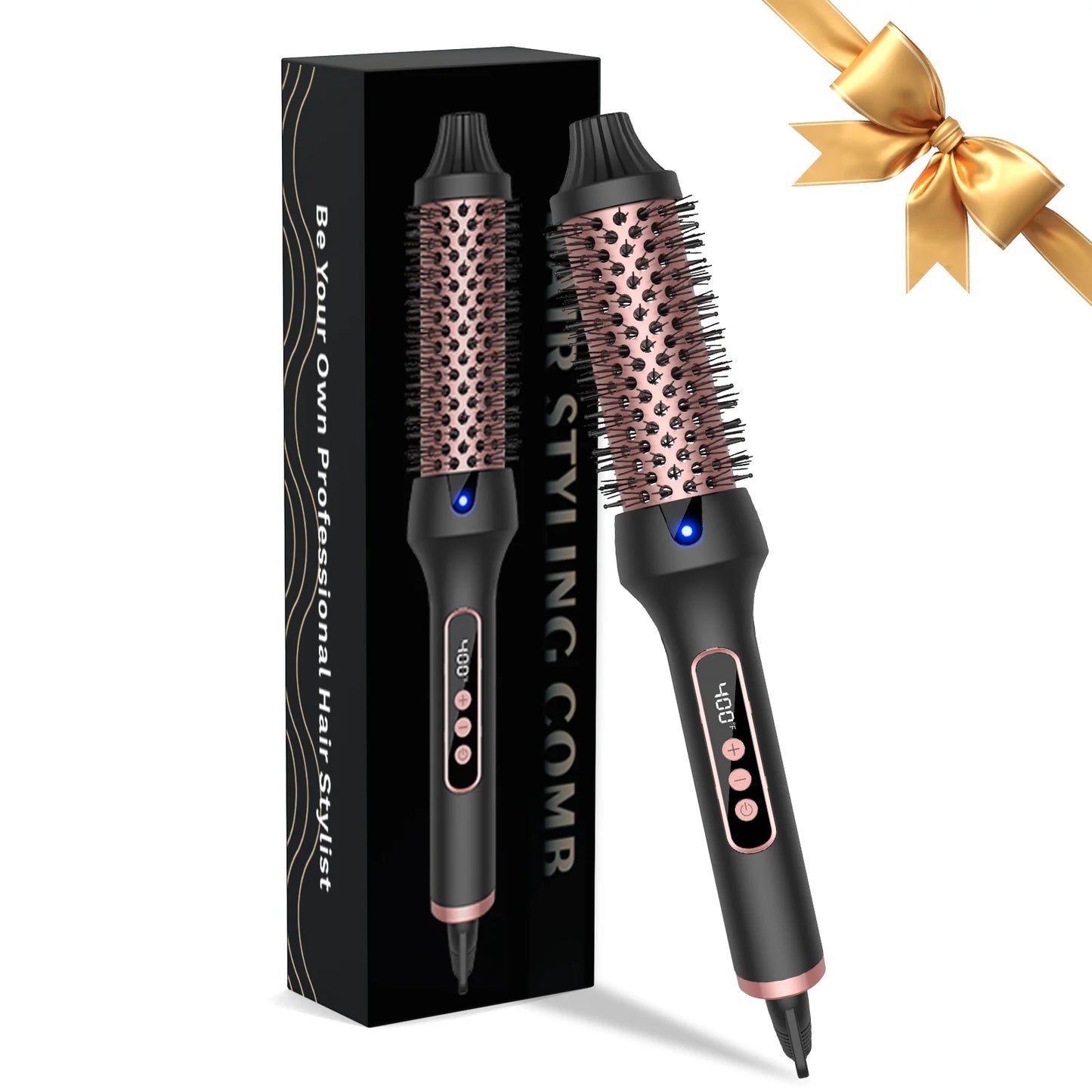 1.5 Inch Thermal Brush Create Loose & Volume Curls Heated Curling Iron Brush 9 Heat Settings Ionic Hair Curler Curling Comb