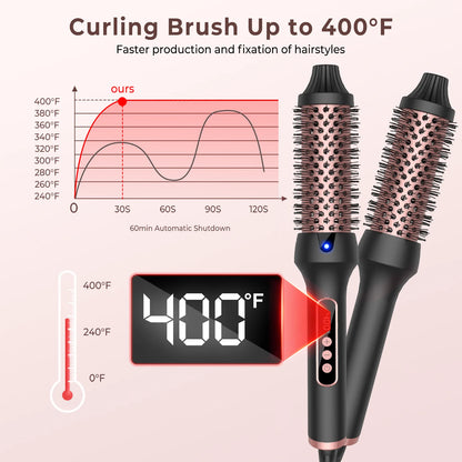 1.5 Inch Thermal Brush Create Loose & Volume Curls Heated Curling Iron Brush 9 Heat Settings Ionic Hair Curler Curling Comb